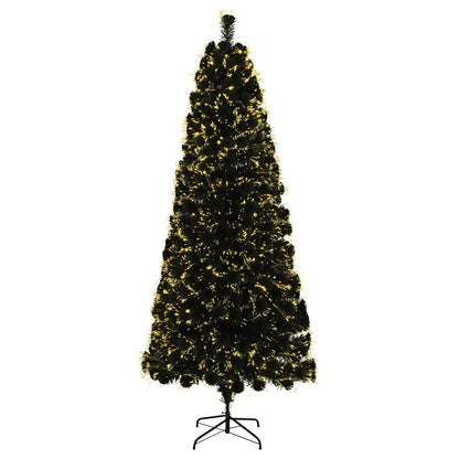 Fiberoptisk julgran 210 cm 24 LED-lampor Varmvit PVC Grön