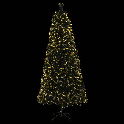 Fiberoptisk julgran 210 cm 24 LED-lampor Varmvit PVC Grön