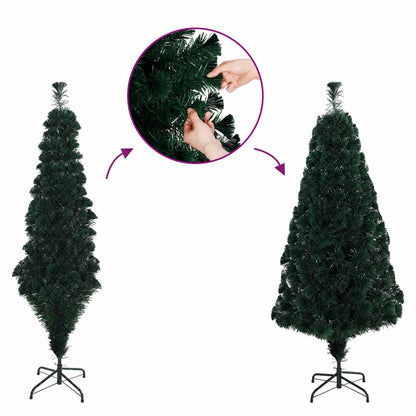 Fiberoptisk julgran 210 cm 24 LED-lampor Varmvit PVC Grön