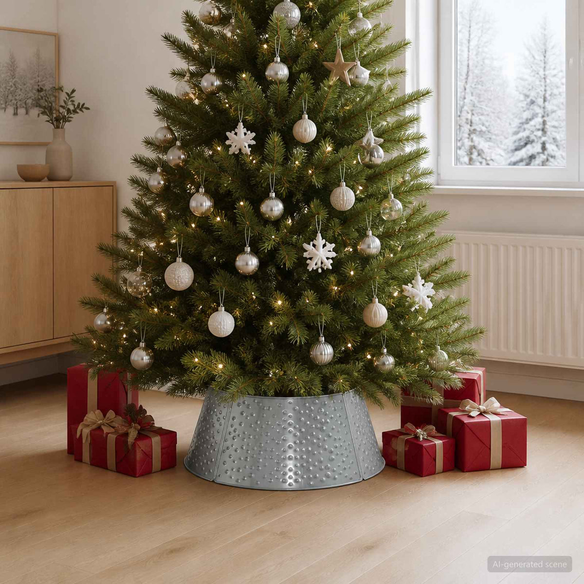 Julgranskrage Kegelformad Silver Ø 62 x 25 cm Stål