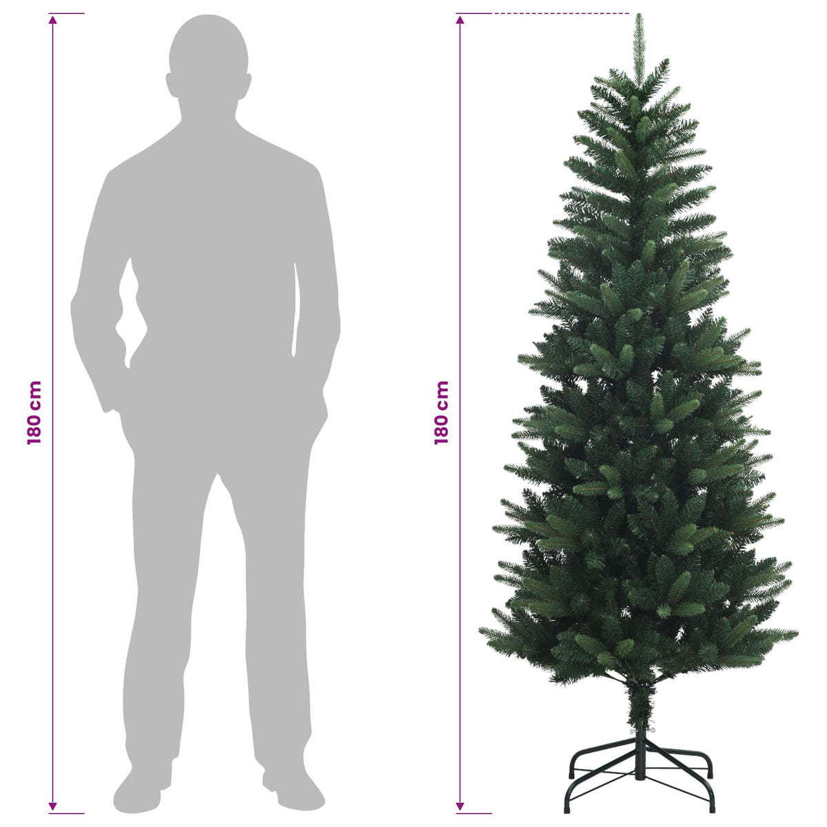 Artificial Hinged Christmas Tree 180 cm PE och PVC Grön