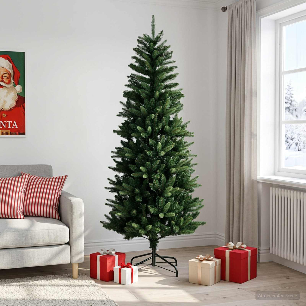Artificial Hinged Christmas Tree 210 cm PE och PVC Grön