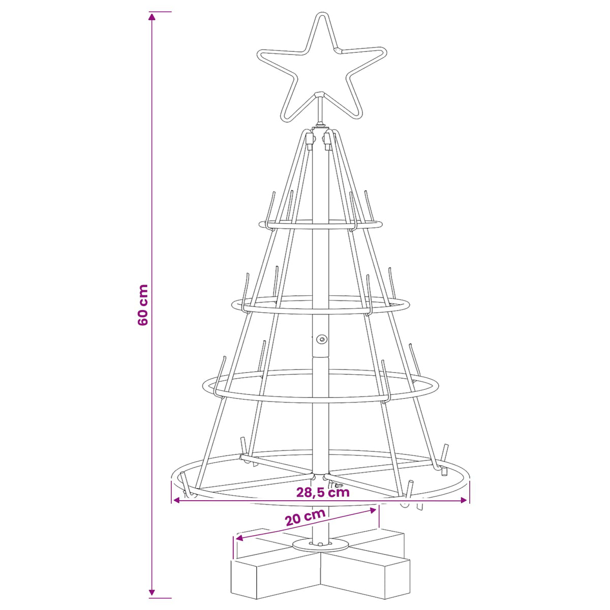 Julcone-träd KUOPIO 60 cm Stål Guld