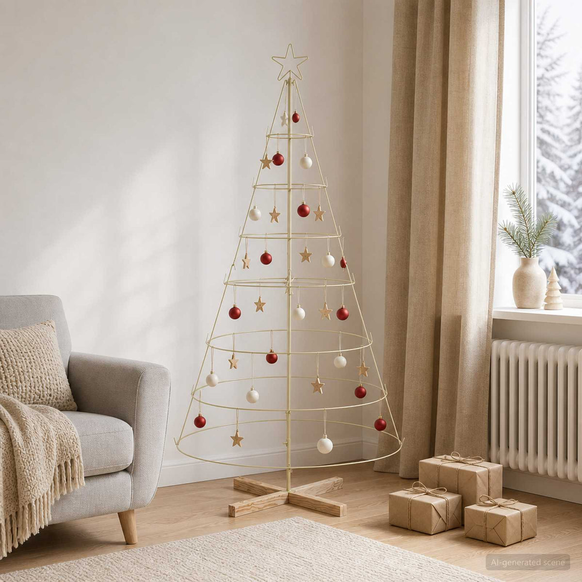 Julcone-träd KUOPIO 180 cm Stål Guld