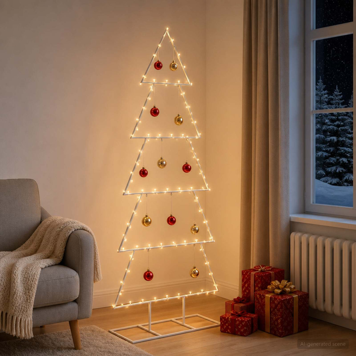 Julgran i metall med fot KUOPIO 150 cm Stål Vit