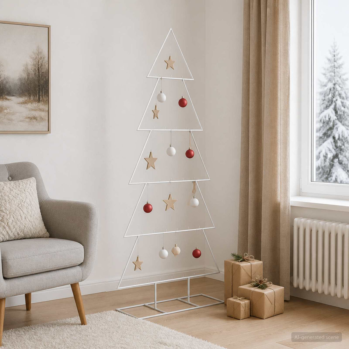 Julgran i metall med fot KUOPIO 150 cm Stål Vit