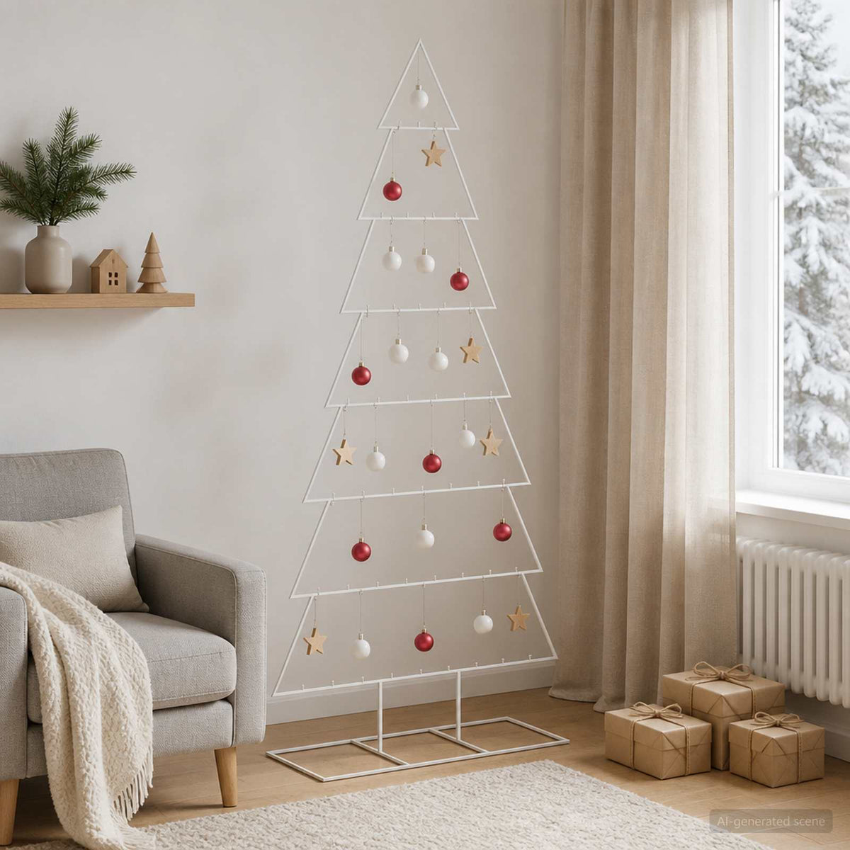 Julgran i metall med fot KUOPIO 210 cm Stål Vit