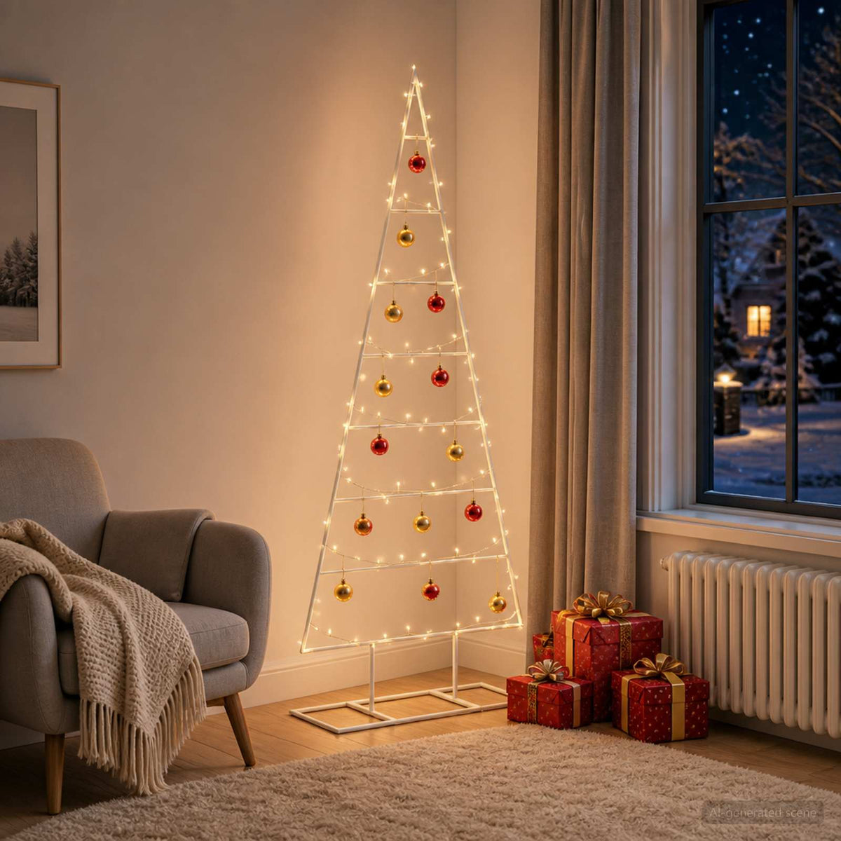 Metall julgran KUOPIO 125 cm Pulverlackerad stål Vit
