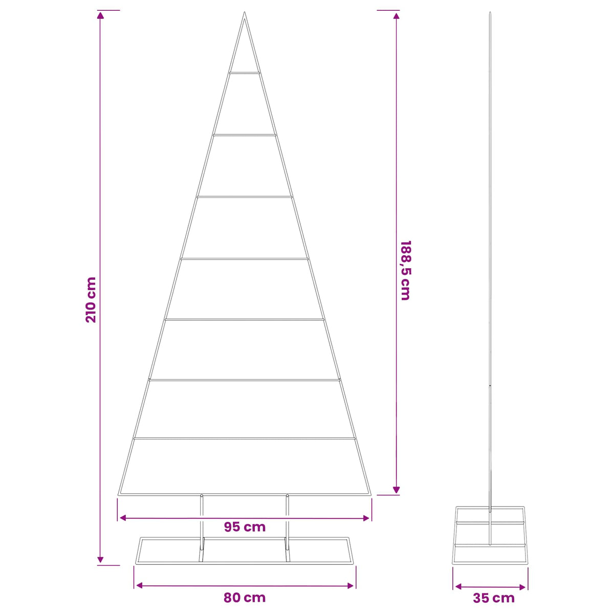 Metall julgran KUOPIO 210 cm Pulverlackerad stål Vit