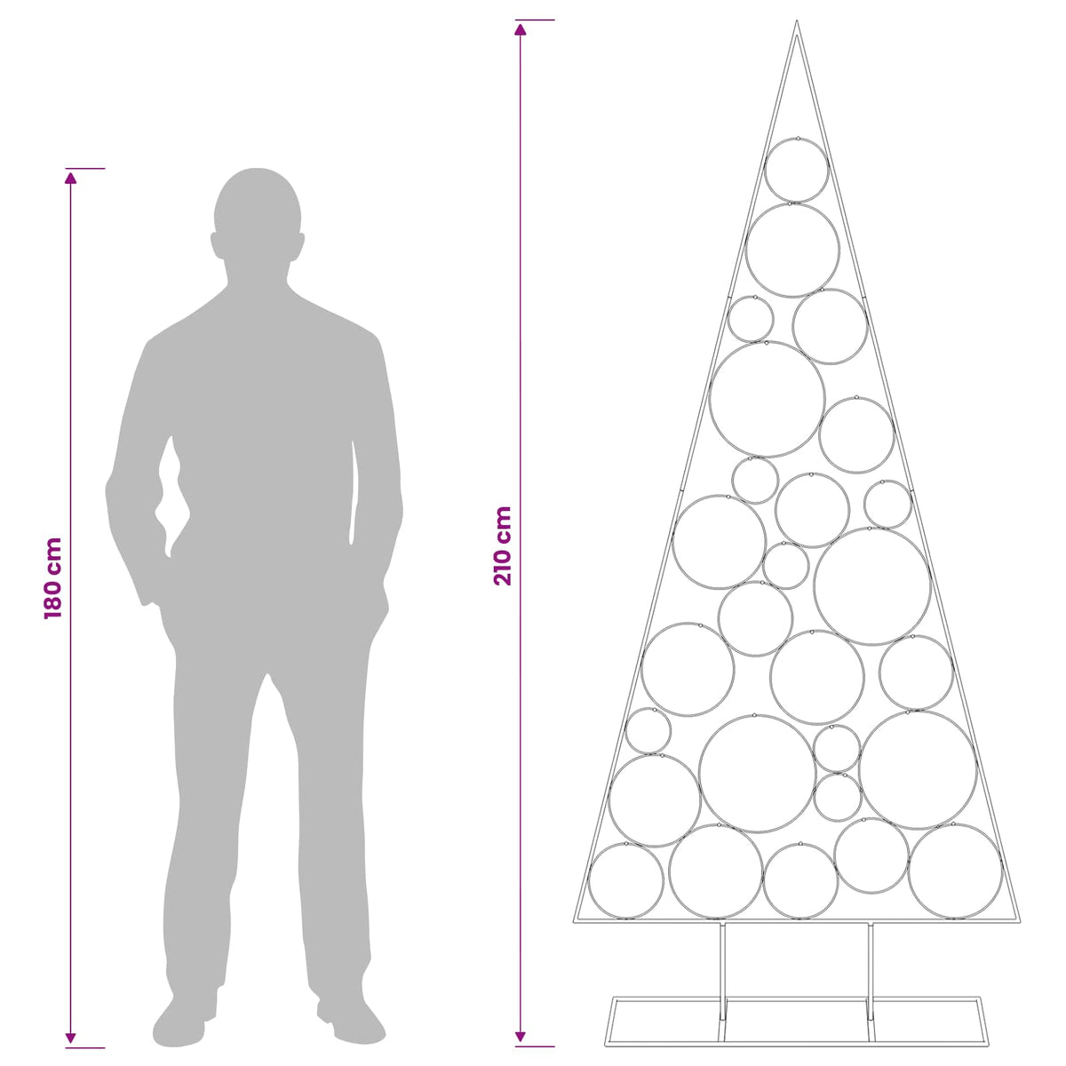 Julgran i metall med runt stativ KUOPIO 210 cm Stål Guld