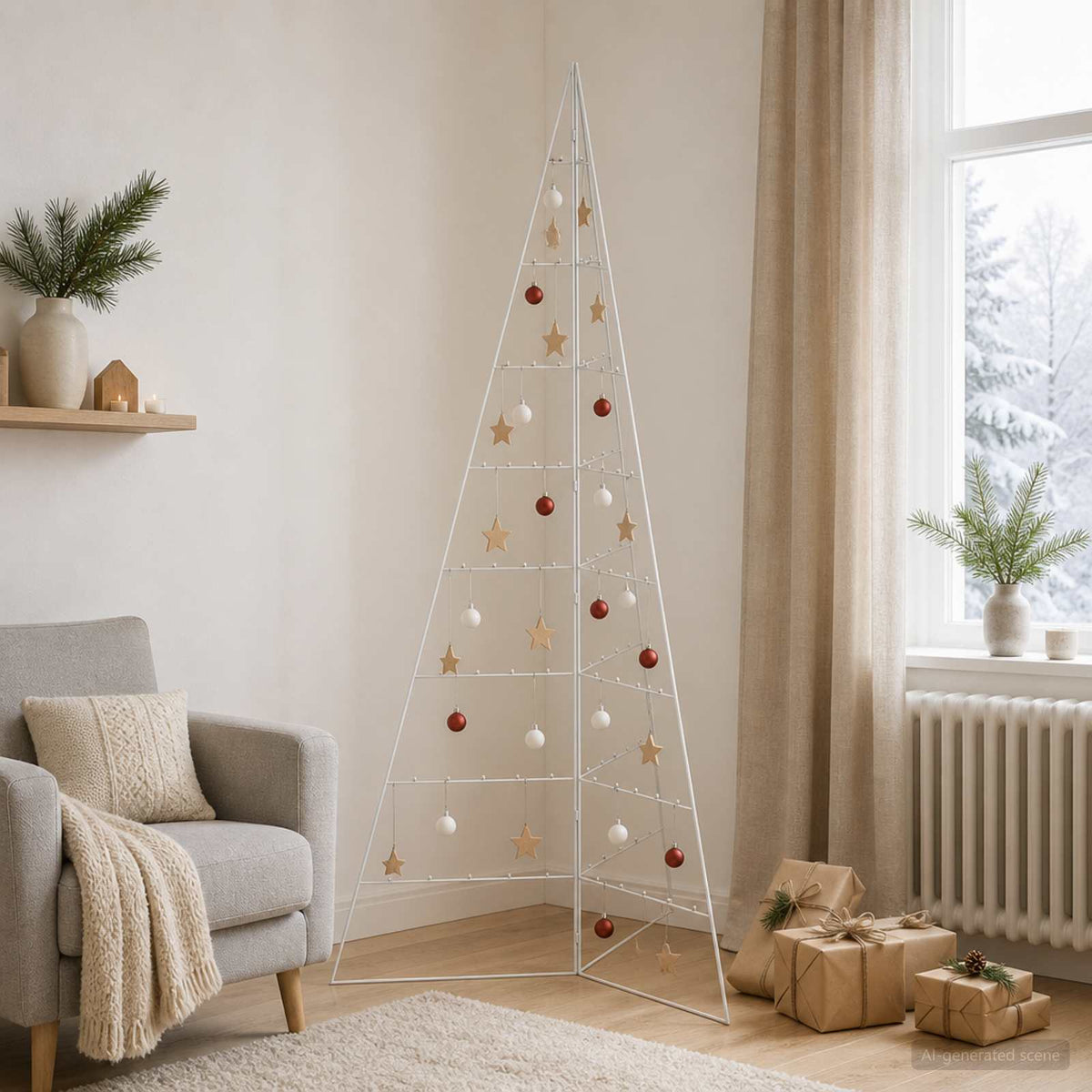 Metall julgran KUOPIO 210 cm Stål Vit
