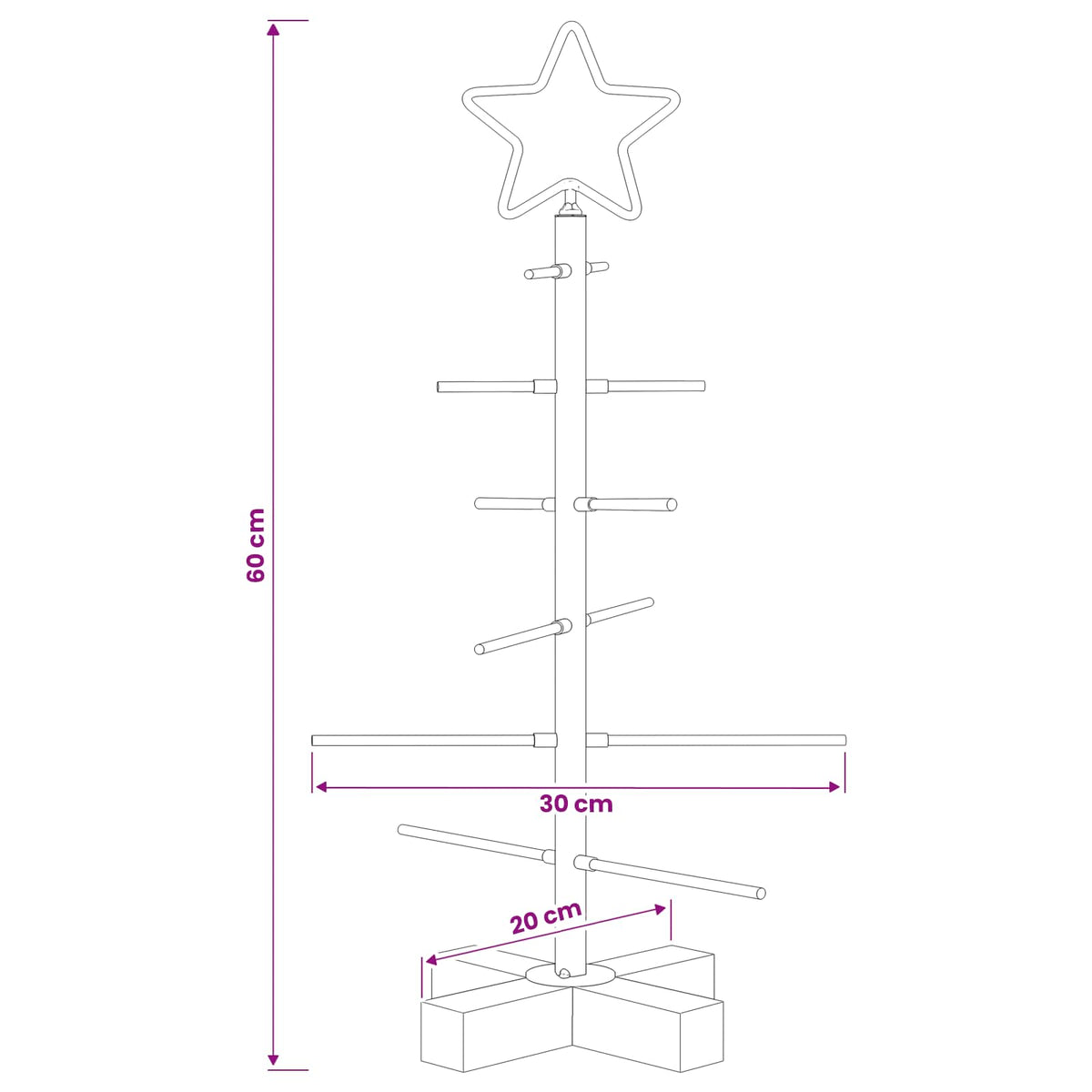 Julgran i metall med fot KUOPIO 60 cm Stål Vit