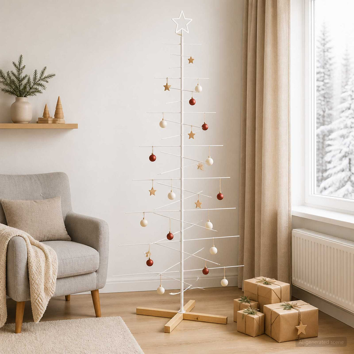 Julgran i metall med fot KUOPIO 210 cm Stål Vit