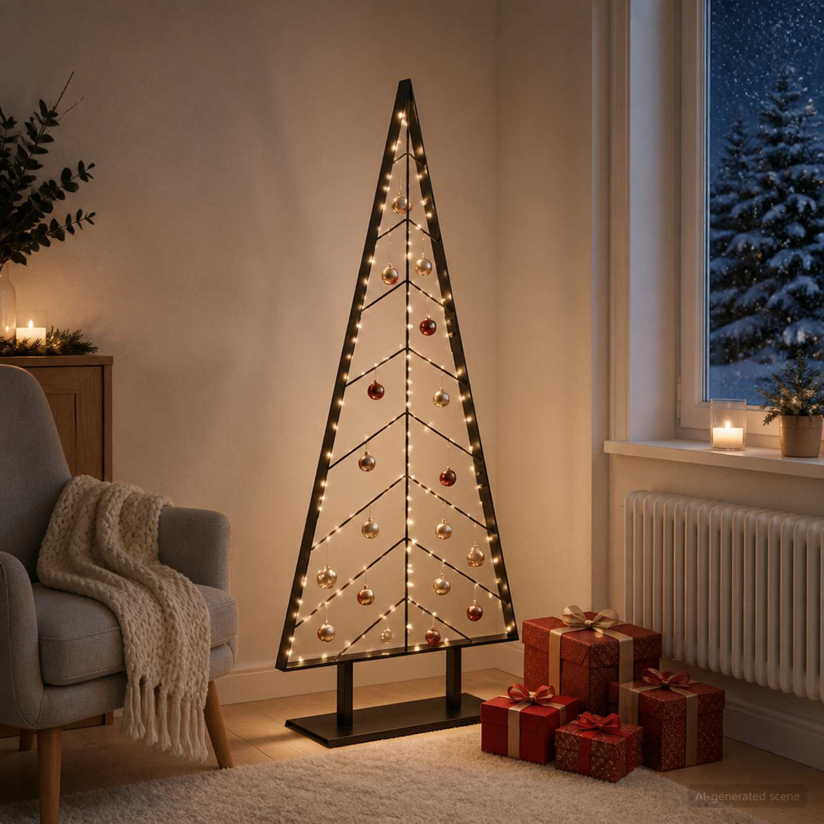Julgran i metall med fot KUOPIO 150 cm Stål Svart