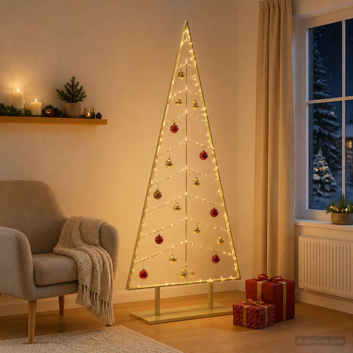 Julgran i metall med fot KUOPIO 210 cm Stål Guld