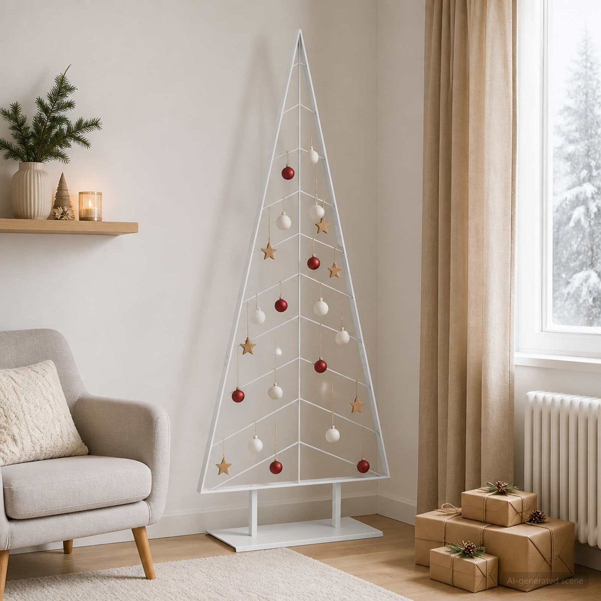 Julgran i metall med fot KUOPIO 210 cm Stål Vit