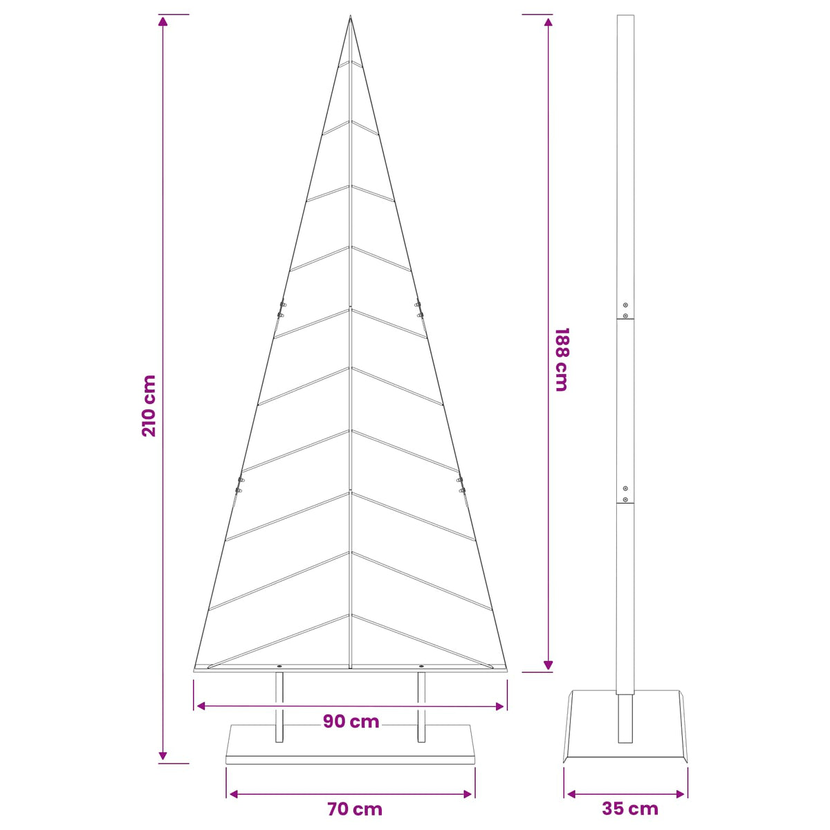 Julgran i metall med fot KUOPIO 210 cm Stål Vit