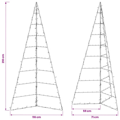 Metall julgran KUOPIO 210 cm Varmvit Stål Svart