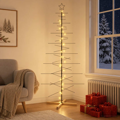 Julgran i metall med fot KUOPIO 210 cm Varmvit Stål Svart
