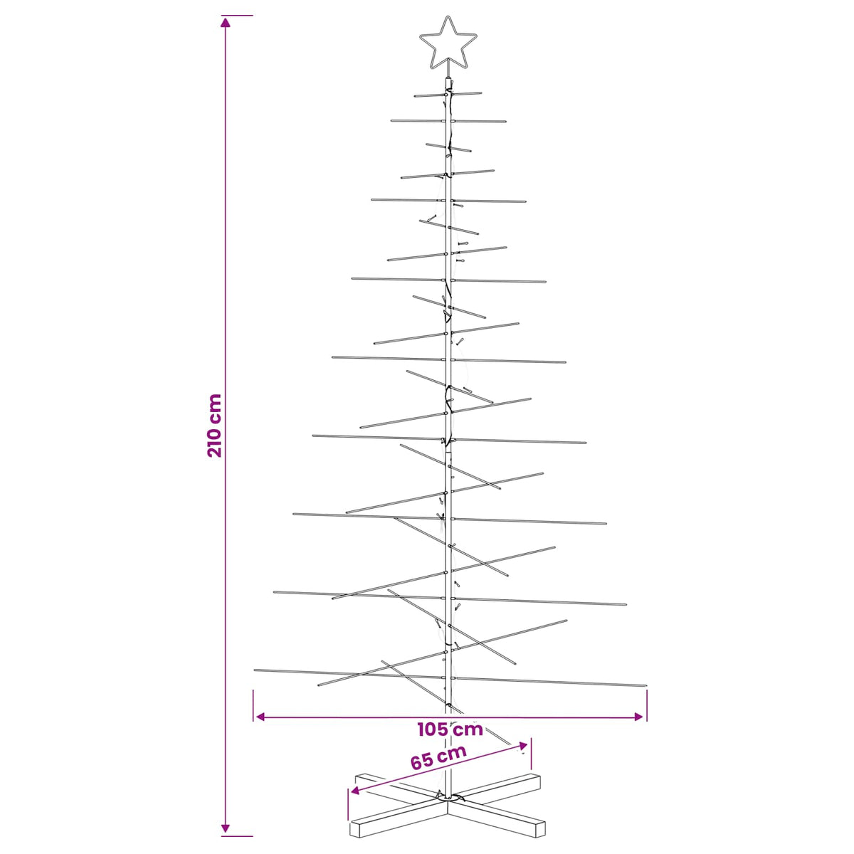 Julgran i metall med fot KUOPIO 210 cm Varmvit Stål Svart