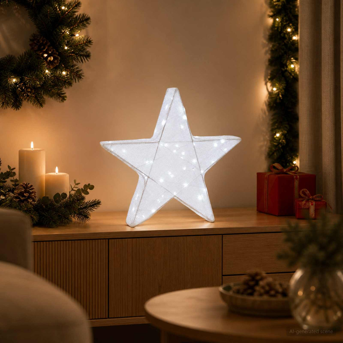 3D-julstjärna 50 LED-lampor Kallvit 55 x 53,5 x 10 cm