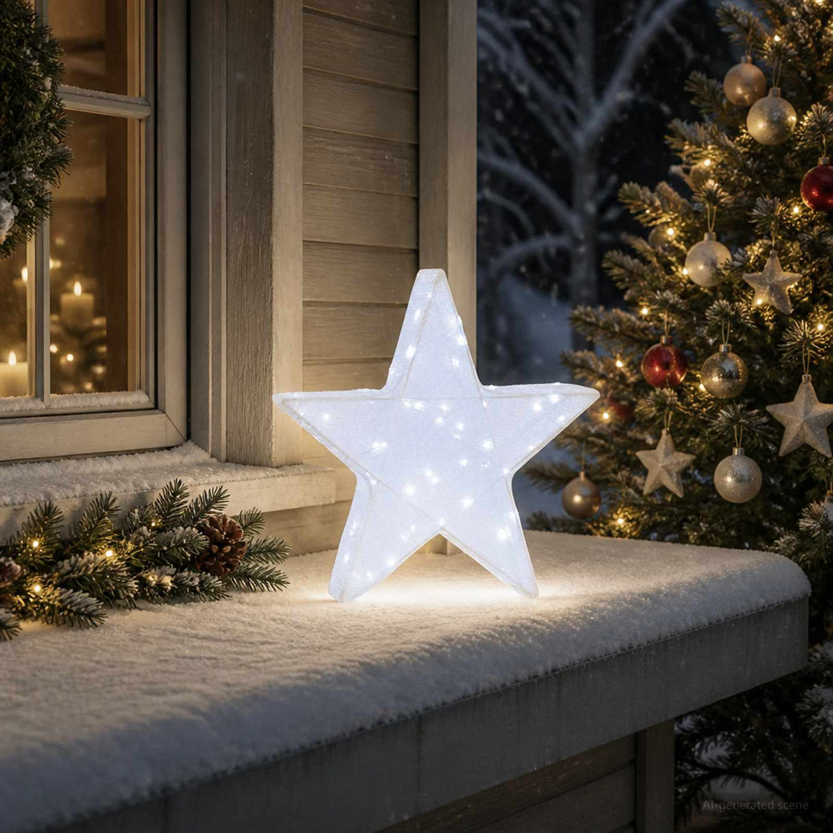 3D-julstjärna 50 LED-lampor Kallvit 55 x 53,5 x 10 cm
