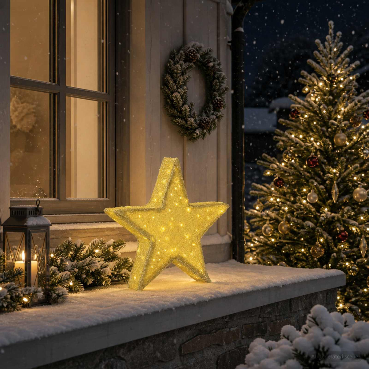 3D-julstjärna 50 LED-lampor Varmvit 55 x 53,5 x 10 cm