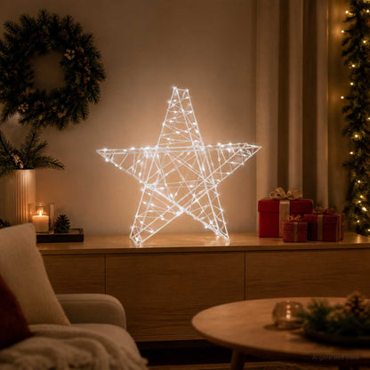 3D-julstjärna 120 LED-lampor Kallvit 55 x 53,5 x 10 cm