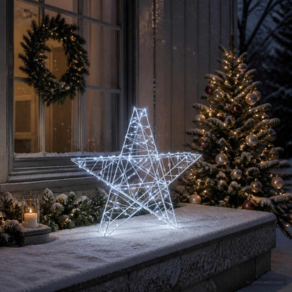 3D-julstjärna 120 LED-lampor Kallvit 55 x 53,5 x 10 cm