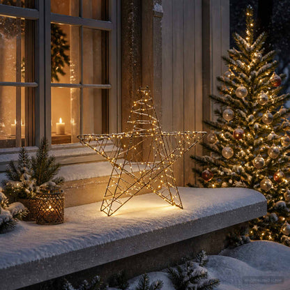 3D-julstjärna 120 LED-lampor Varmvit 55 x 53,5 x 10 cm