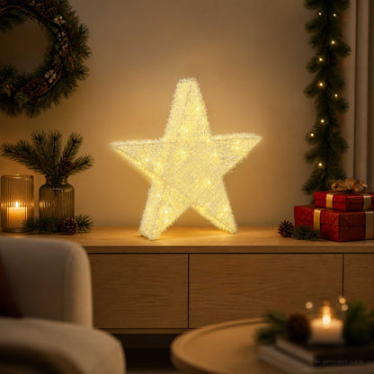 3D-julstjärna 50 LED-lampor Varmvit 55 x 53,5 x 10 cm