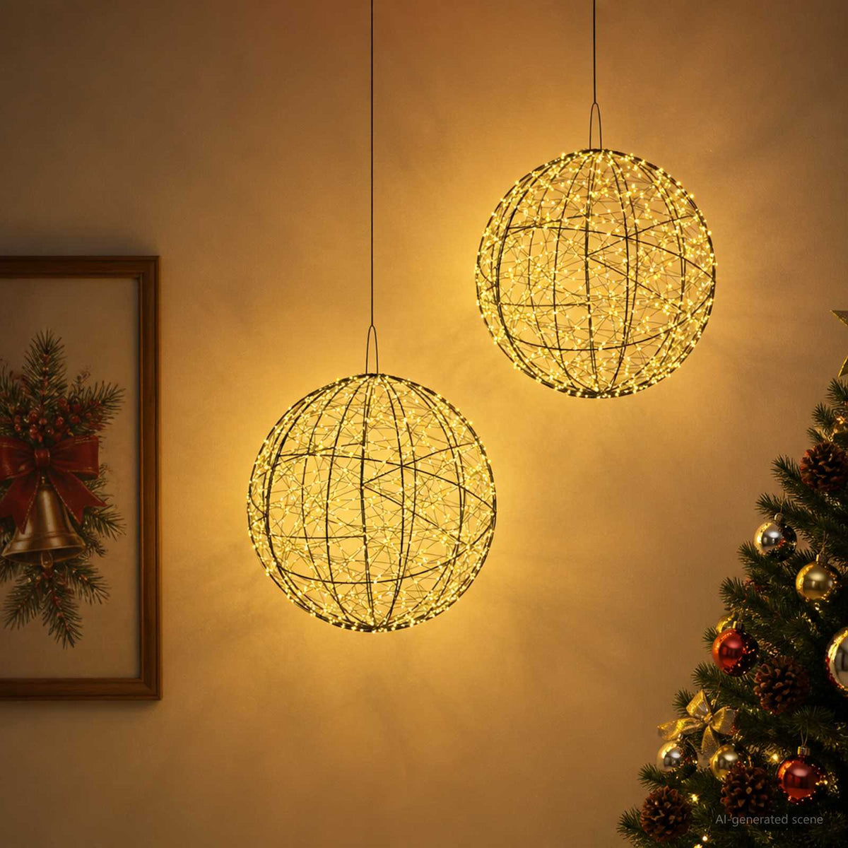 Julfinialslampa 2 st 1900 LED-lampor Varmvit Ø 60 x 63 cm