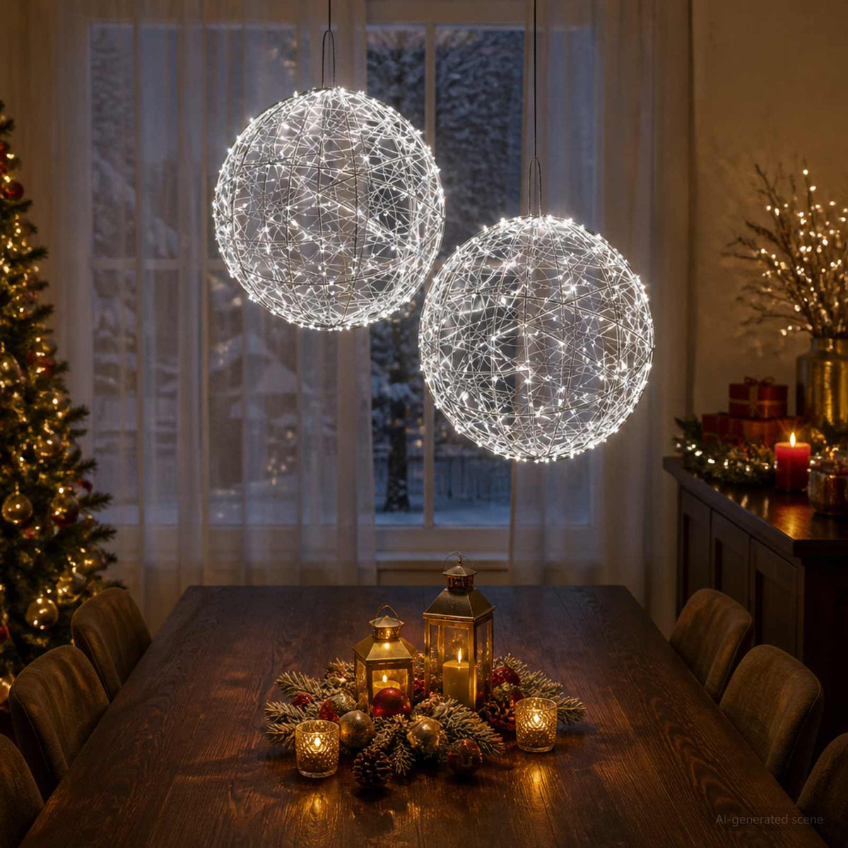 Julfinialslampa 2 st 1900 LED-lampor Kallvit Ø 60 x 63 cm