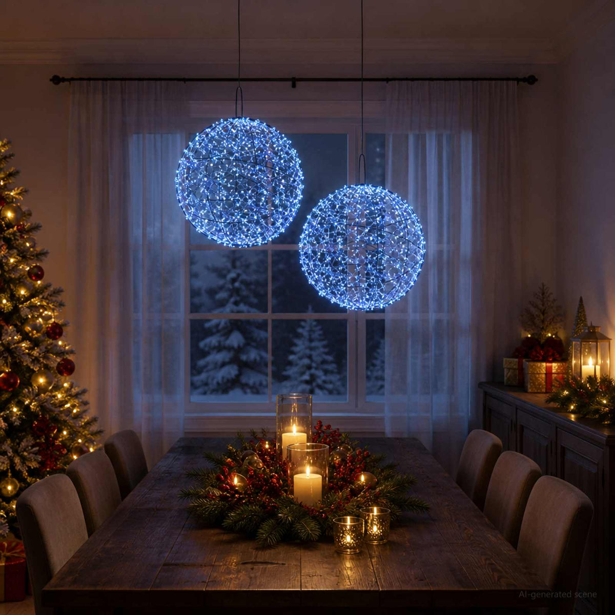 Julfinialslampa 2 st 1900 LED-lampor Blå Ø 60 x 63 cm