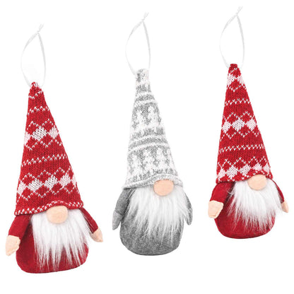 Set med sittande tomtar 3 st Röd och Grå 10 x 18 cm Polyester