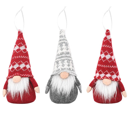 Set med sittande tomtar 3 st Röd och Grå 10 x 18 cm Polyester