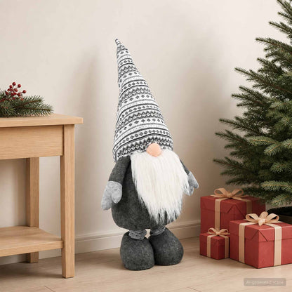 Julnisse med teleskopben Grå 130 cm Polyester