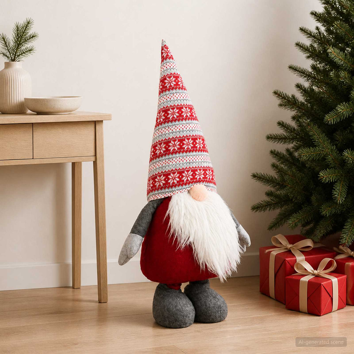 Julnisse med teleskopben Röd 130 cm Polyester