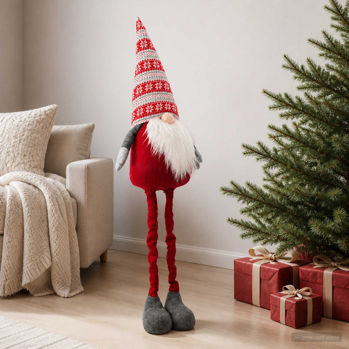 Julnisse med teleskopben Röd 130 cm Polyester