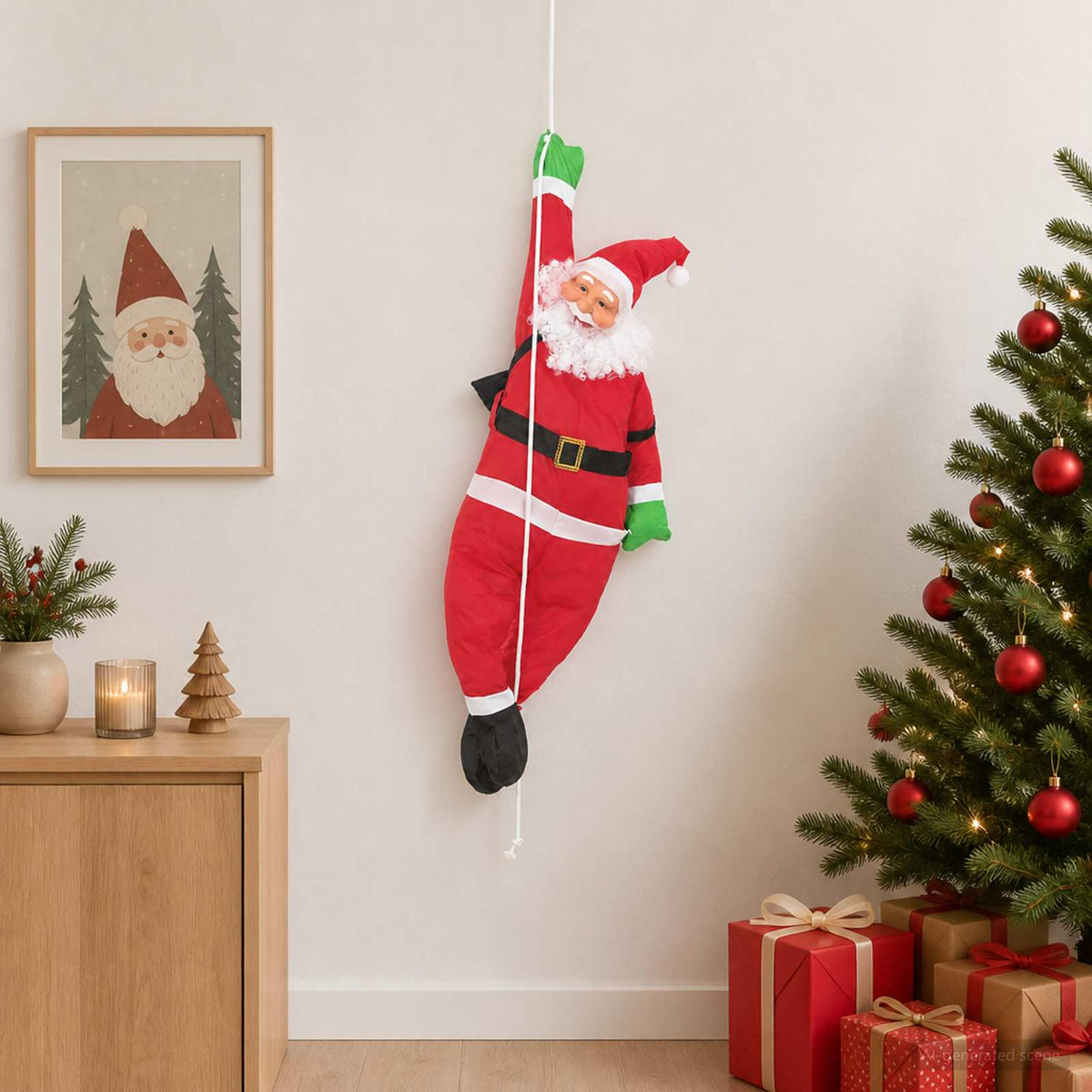 Jultomte på rep Röd 30 x 15 x 130 cm Polyester