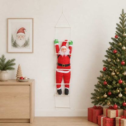 Hängande jultomte på stege Röd 30 x 15 x 170 cm Polyester