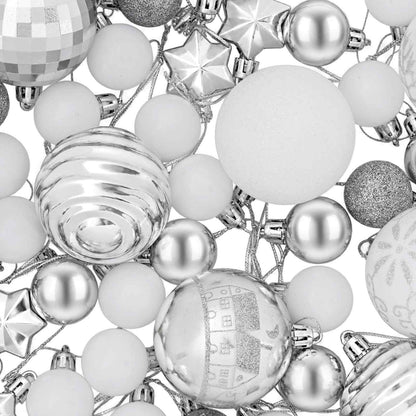 Julbollset 88 st silver och vit Ø 6 cm Plast