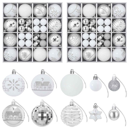 Julbollset 88 st silver och vit Ø 6 cm Plast