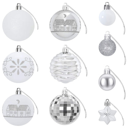 Julbollset 88 st silver och vit Ø 6 cm Plast