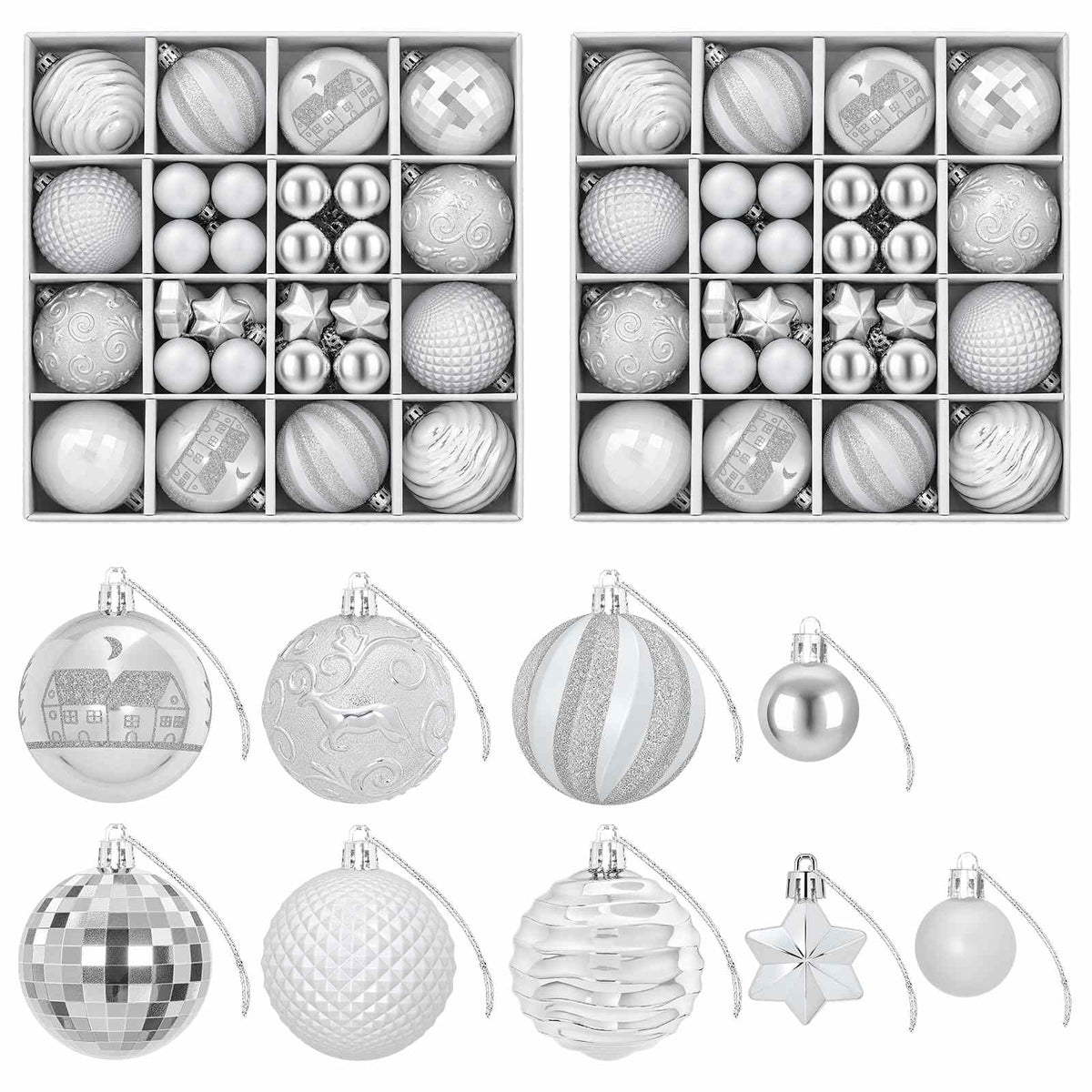 Julbollset 88 st Silver Ø 6 cm Plast