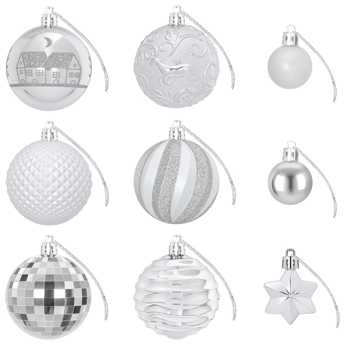 Julbollset 88 st Silver Ø 6 cm Plast