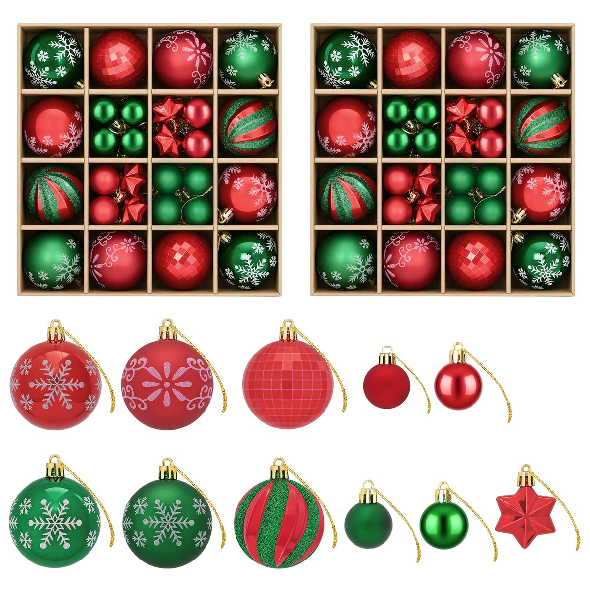 Julbollset 88 st Grön och röd Ø 6 cm Plast