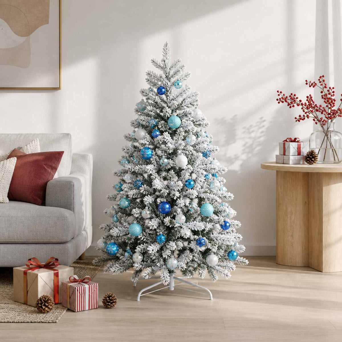Julbollset 88 st Turkos, mörkblå och vit Ø 6 cm Plast