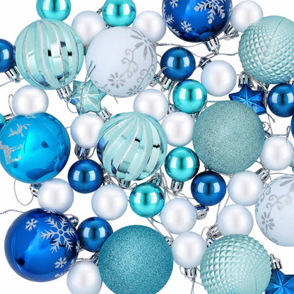 Julbollset 88 st Turkos, mörkblå och vit Ø 6 cm Plast