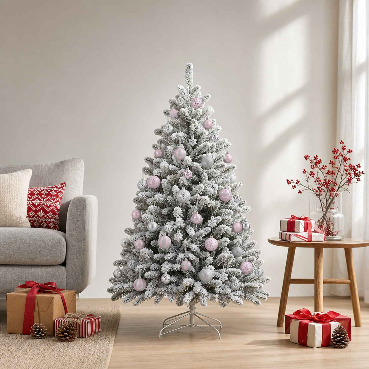 Julbollset 88 st rosa och silver Ø 6 cm Plast